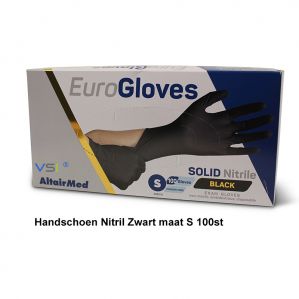 Handschoen Euro Gloves Solid Nitril Zwart 100-st S