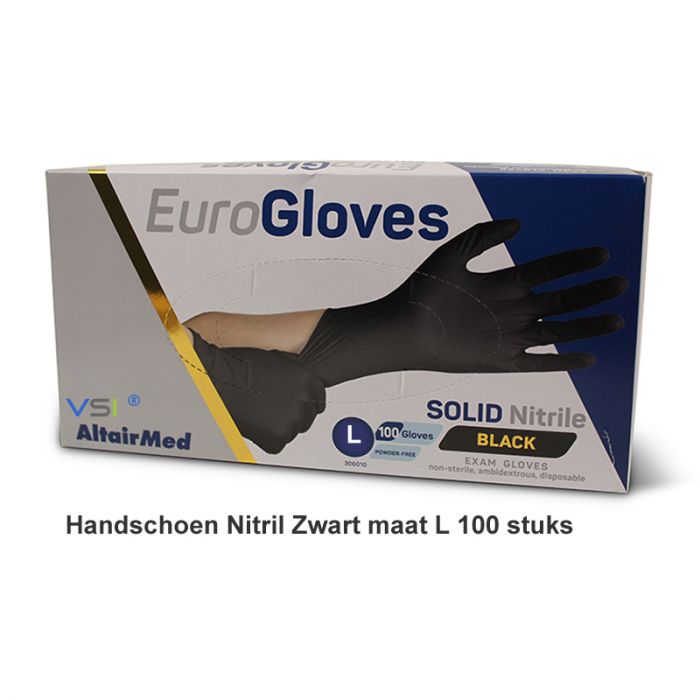 Tragisch zomer speling Handschoen Euro Gloves Solid Nitril Zwart 100-st XL